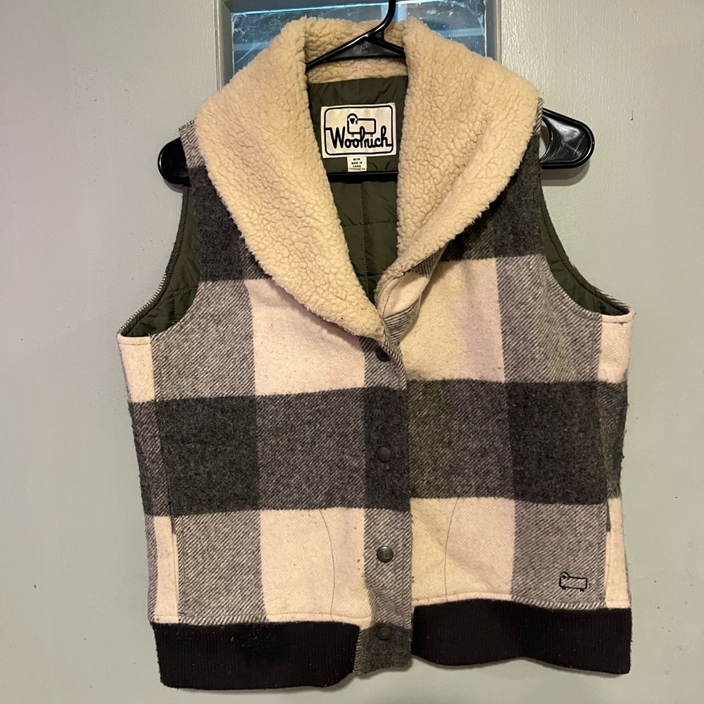 Woolrich Medium Faux Shearling Plaid Vest